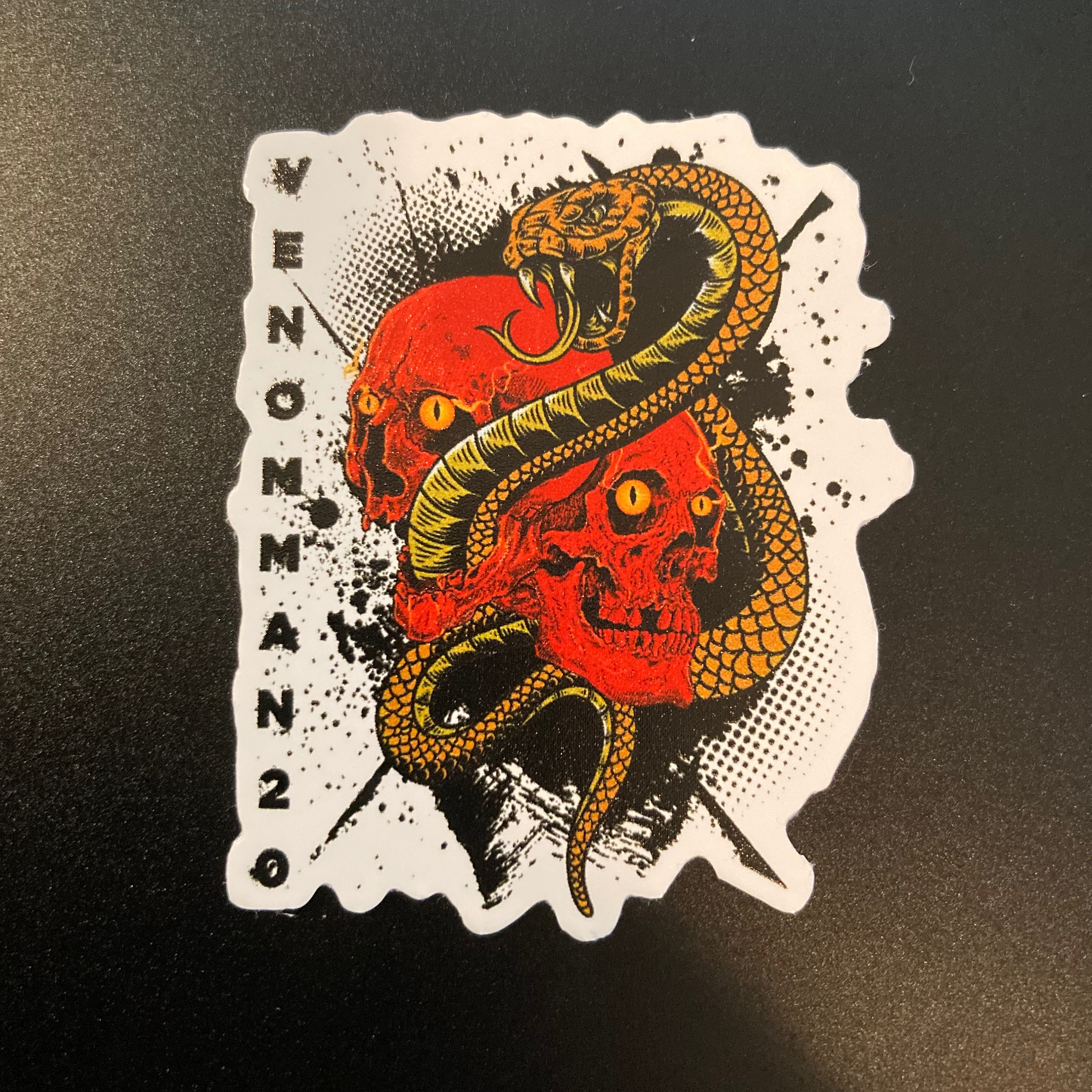 VENOMMAN20 Featuring Snake and Skulls  2" Waterproof Sticker