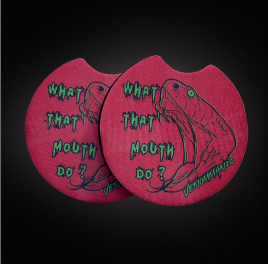 "What That Mouth Do?" Tangerine Set of Two Car Coasters