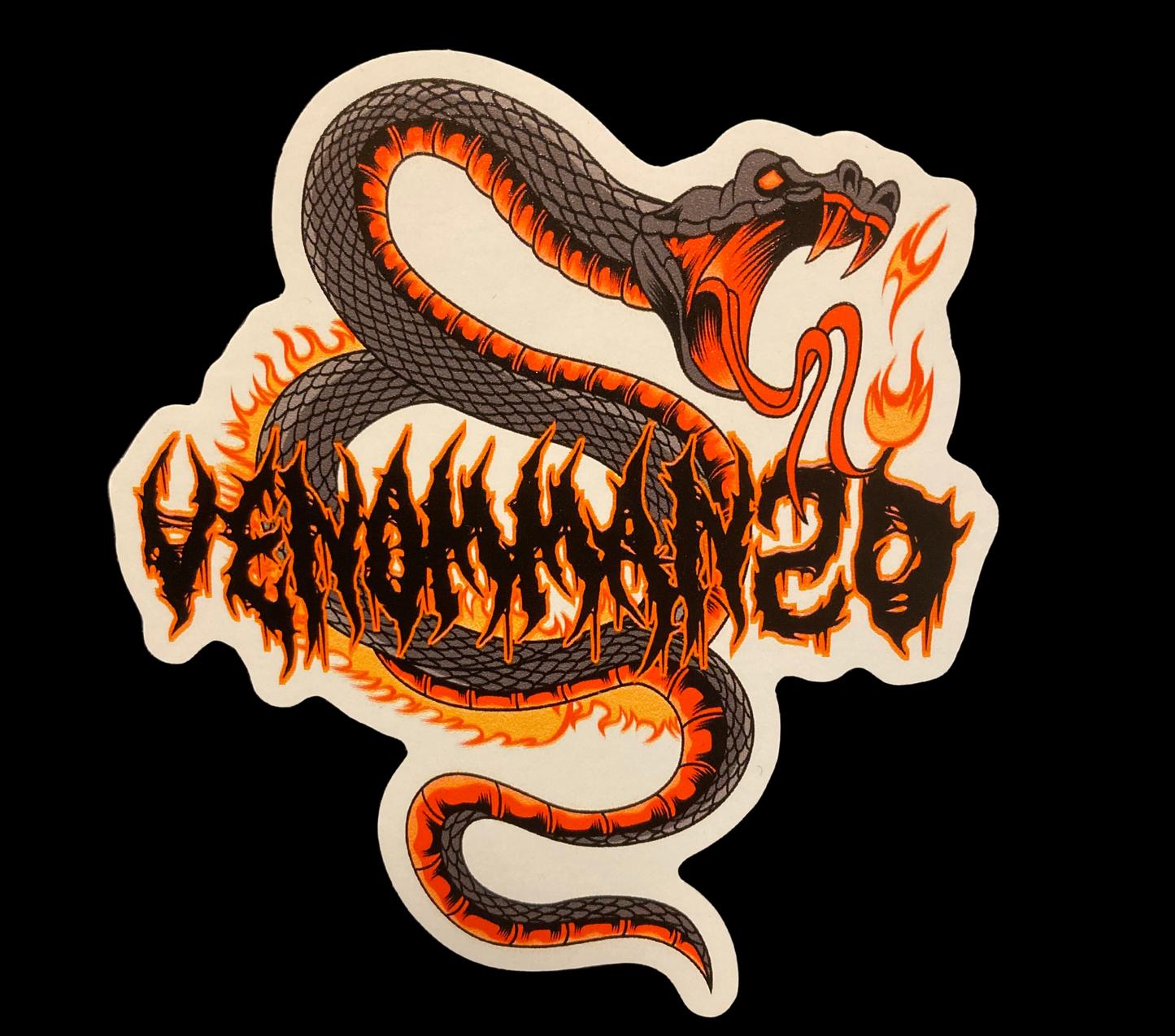 Venomman20 Snake with Fire Large 4" Waterproof Sticker